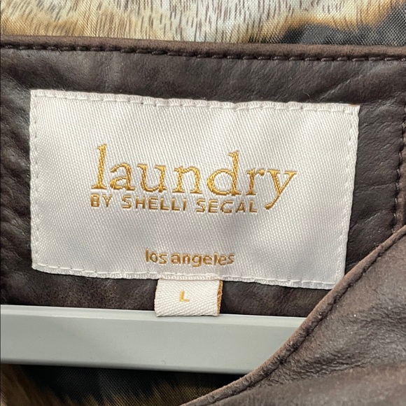 Laundry By Shelli Segal Women's Rich Brown Leather Jacket Size Large - Picture 3 of 6